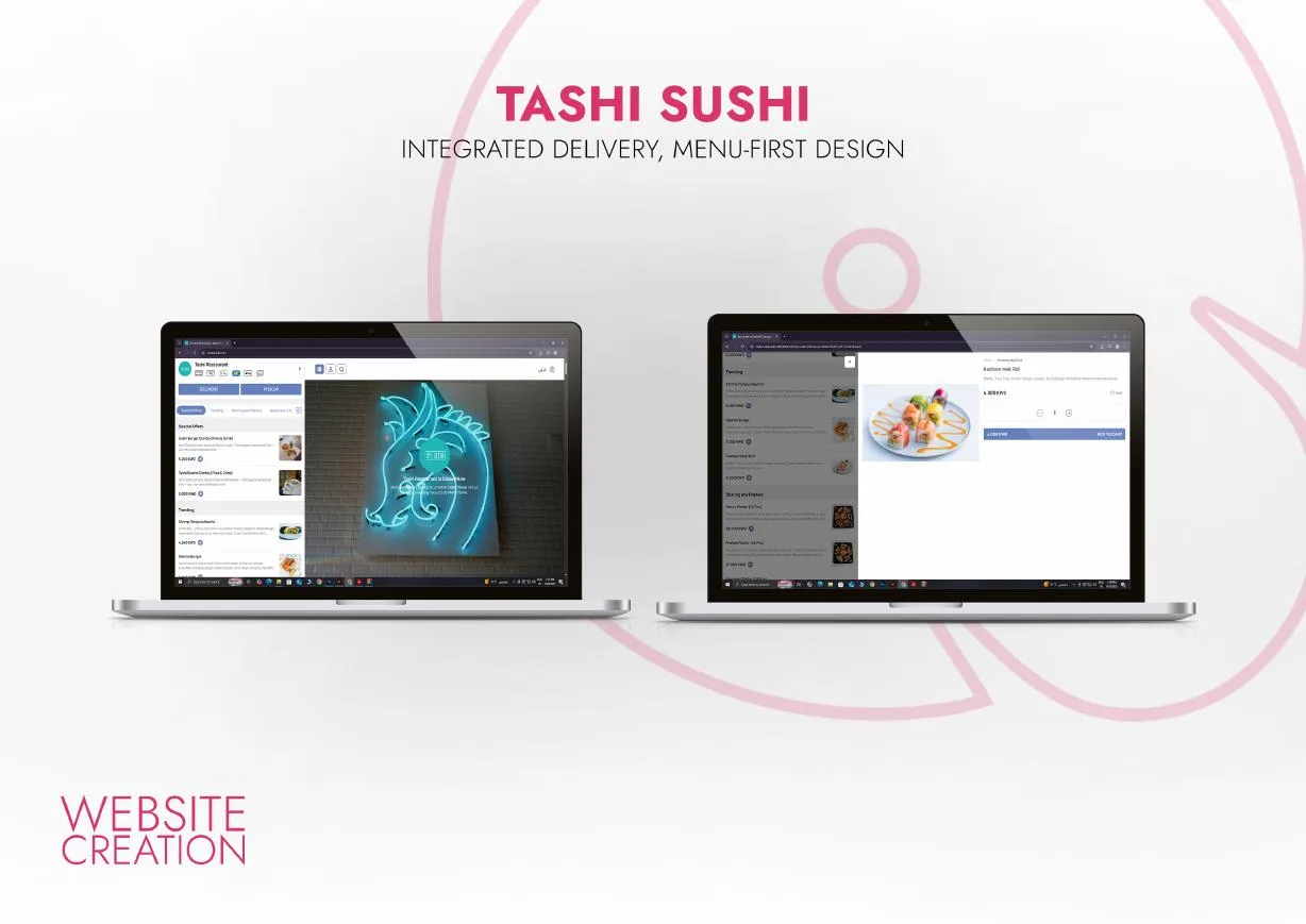 Tashi Sushi Website Creation project by Qbit Studio